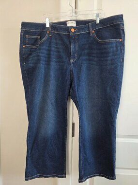 Lane Bryant Jeans Dark Wash Denim Straight Crop Mid-Rise Flex Magic Waistband 22